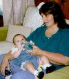 Sharen with the baby