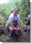 Sitting on a rock